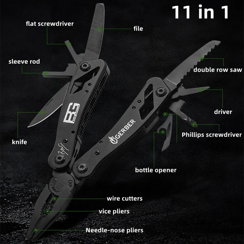11 in 1 Multifunctional Tool Portable Stainless Steel Folding Knife Pliers Outdoor Survival Tool