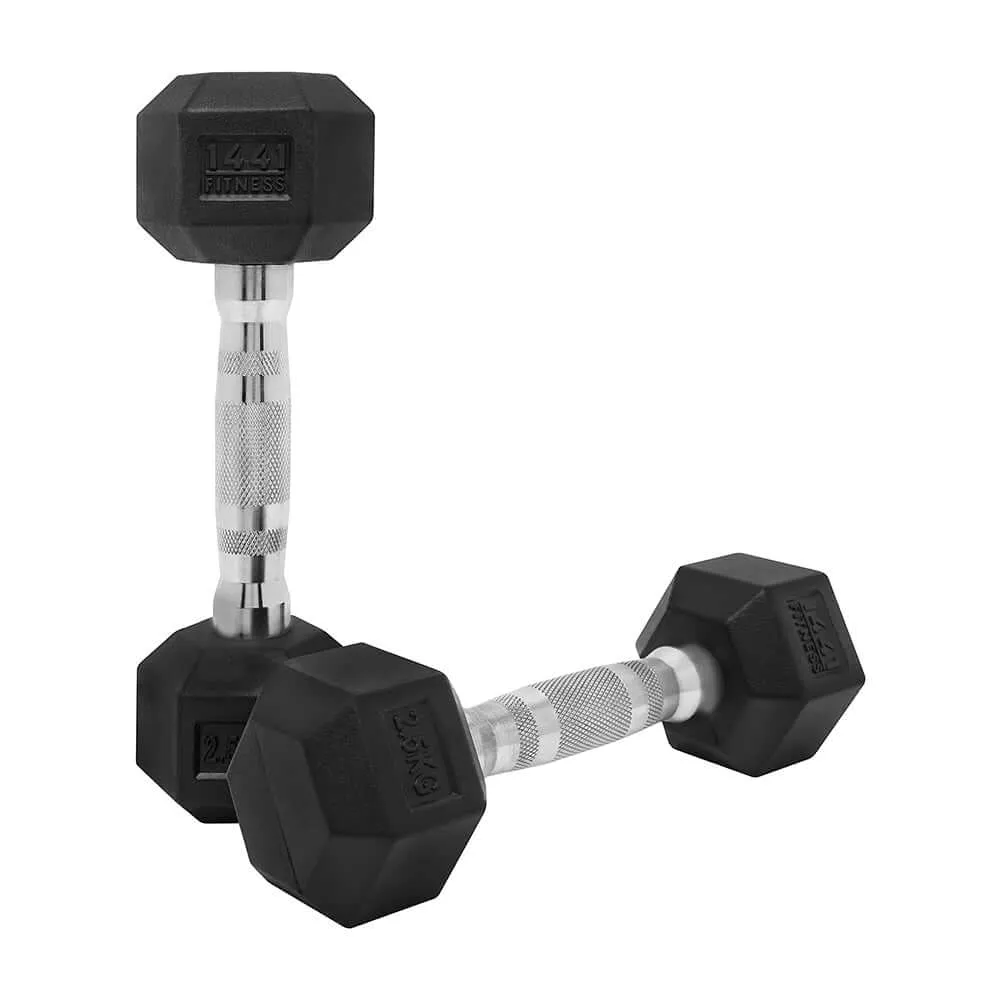 1441 Fitness Rubber Hex Dumbbells - 2.5 Kg - 50 Kg