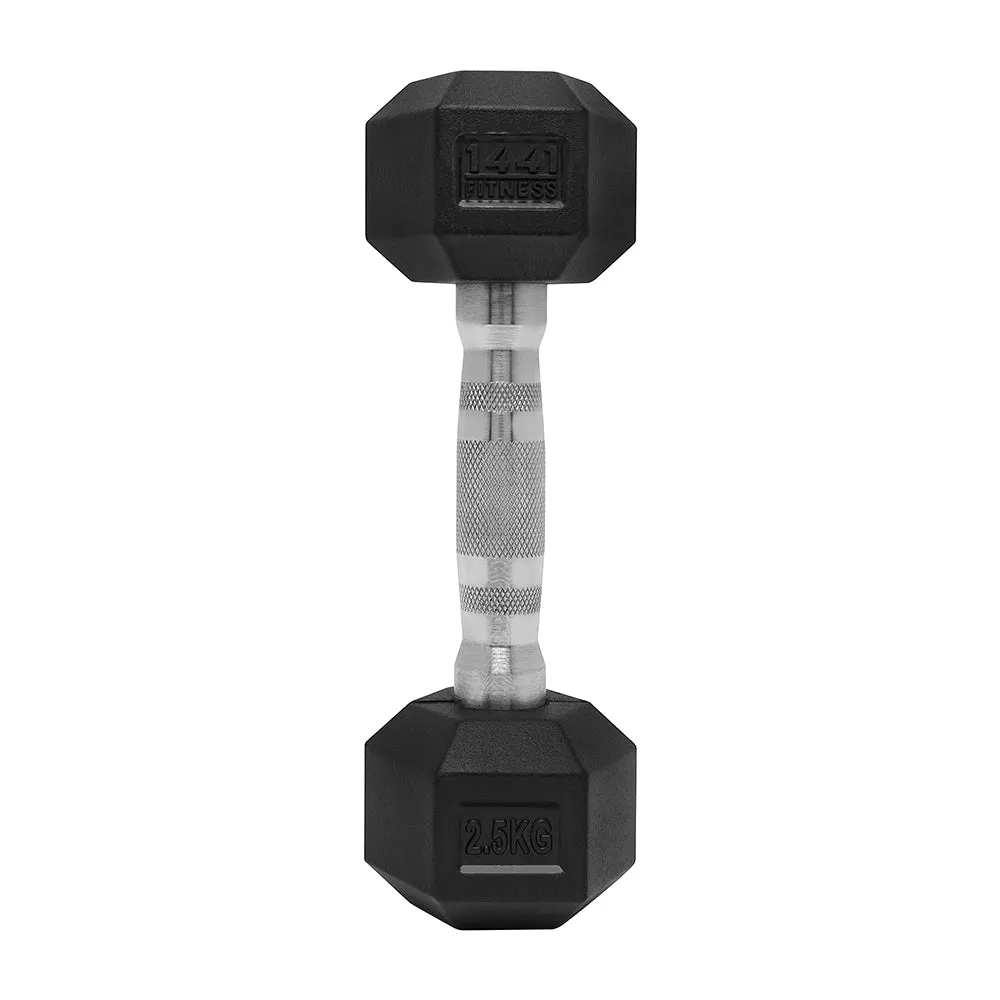 1441 Fitness Rubber Hex Dumbbells - 2.5 Kg - 50 Kg