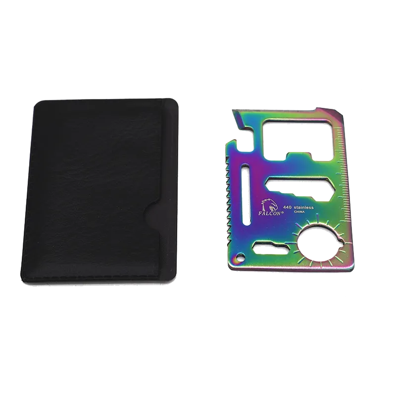 2 3/4" x 1 3/4" Credit Card Knife w/ pouch rainbow