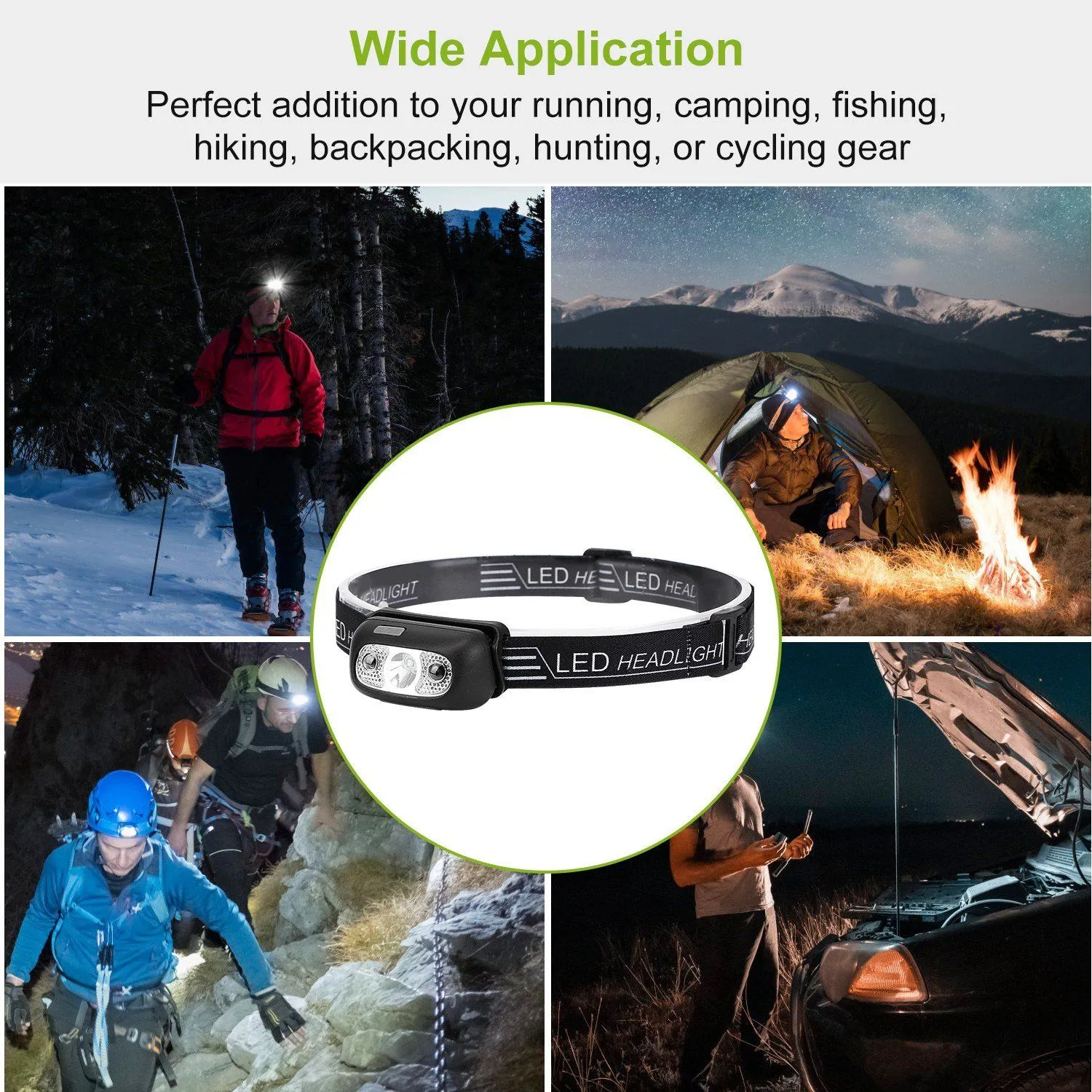 30000LM Rechargeable Motion Sensor Headlamps