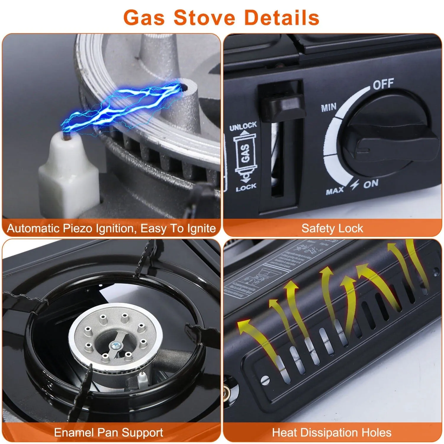 3300W Portable Camping Stove Butane Canister Dual Fuel Burner