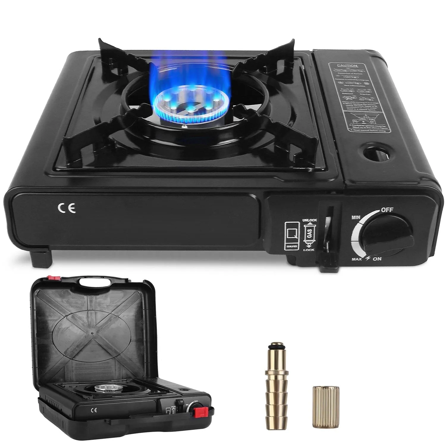 3300W Portable Camping Stove Butane Canister Dual Fuel Burner