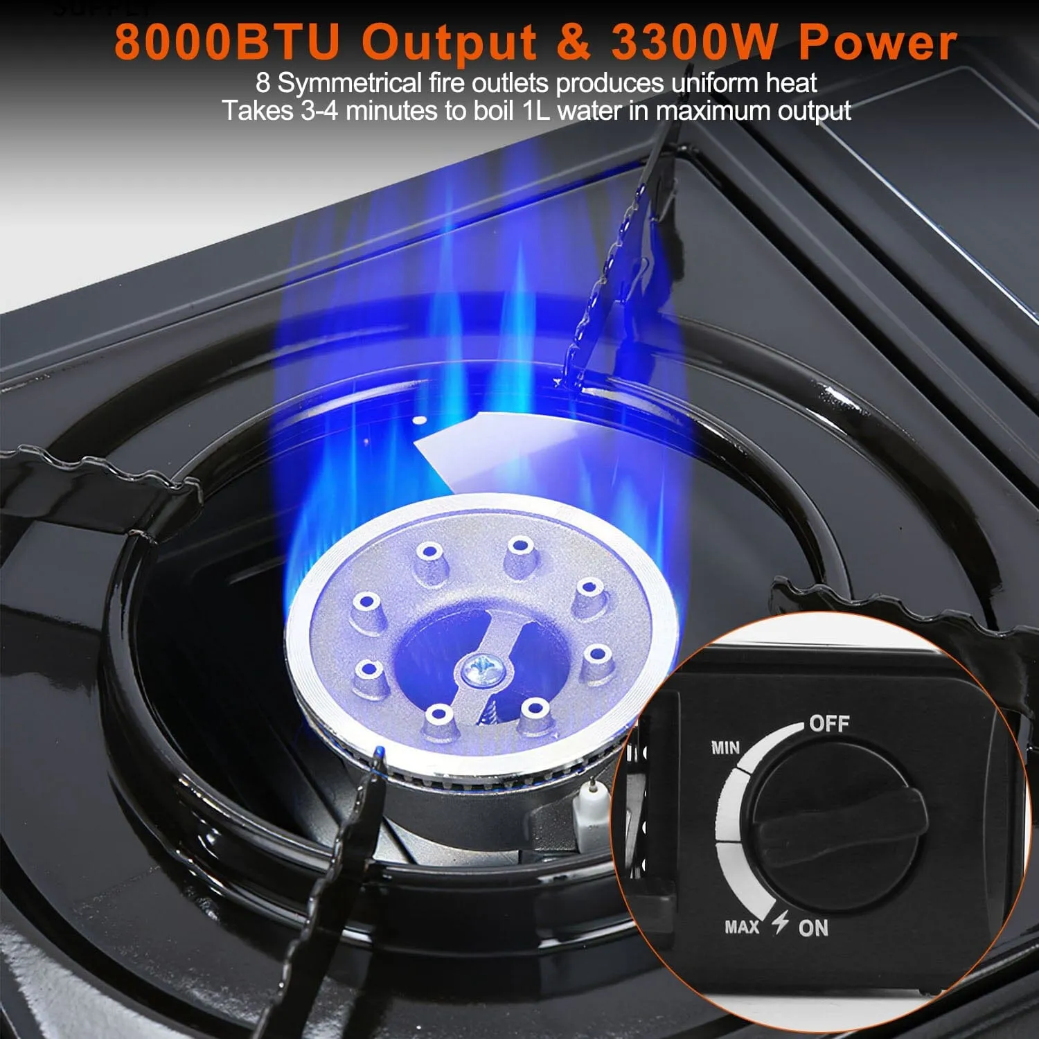 3300W Portable Camping Stove Butane Canister Dual Fuel Burner