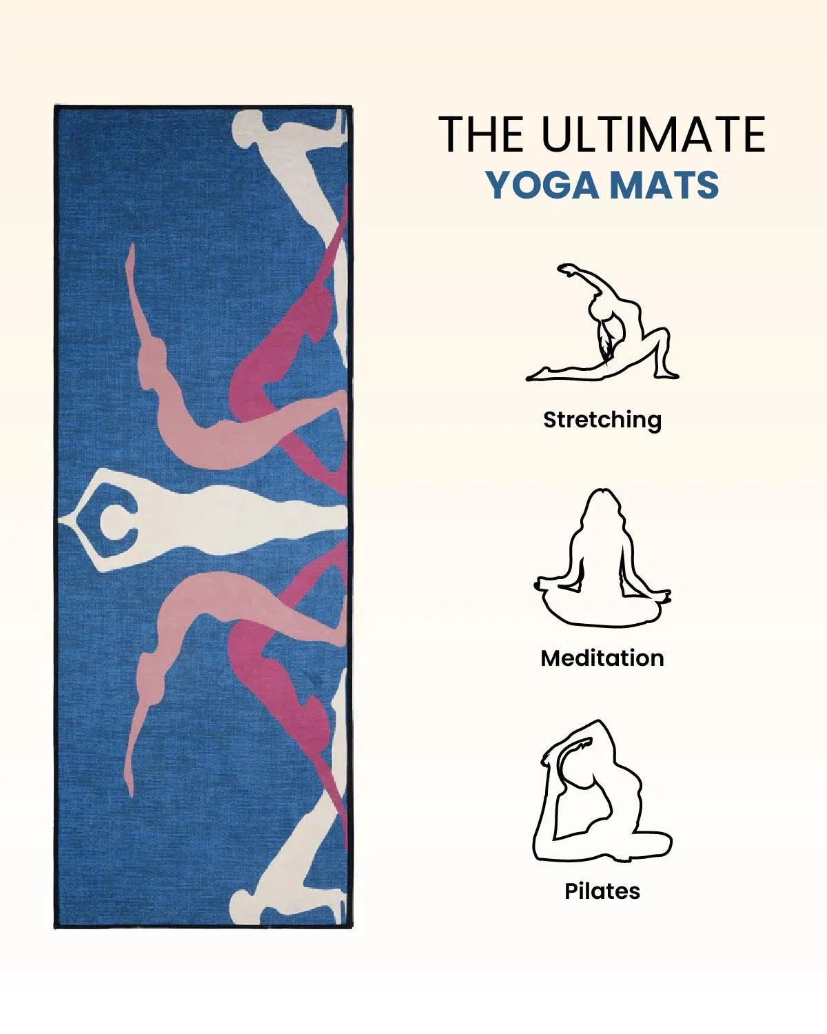 8mm Stretching Asana Blue Yoga Mat - Premium Extra Thick Non-Slip Mat