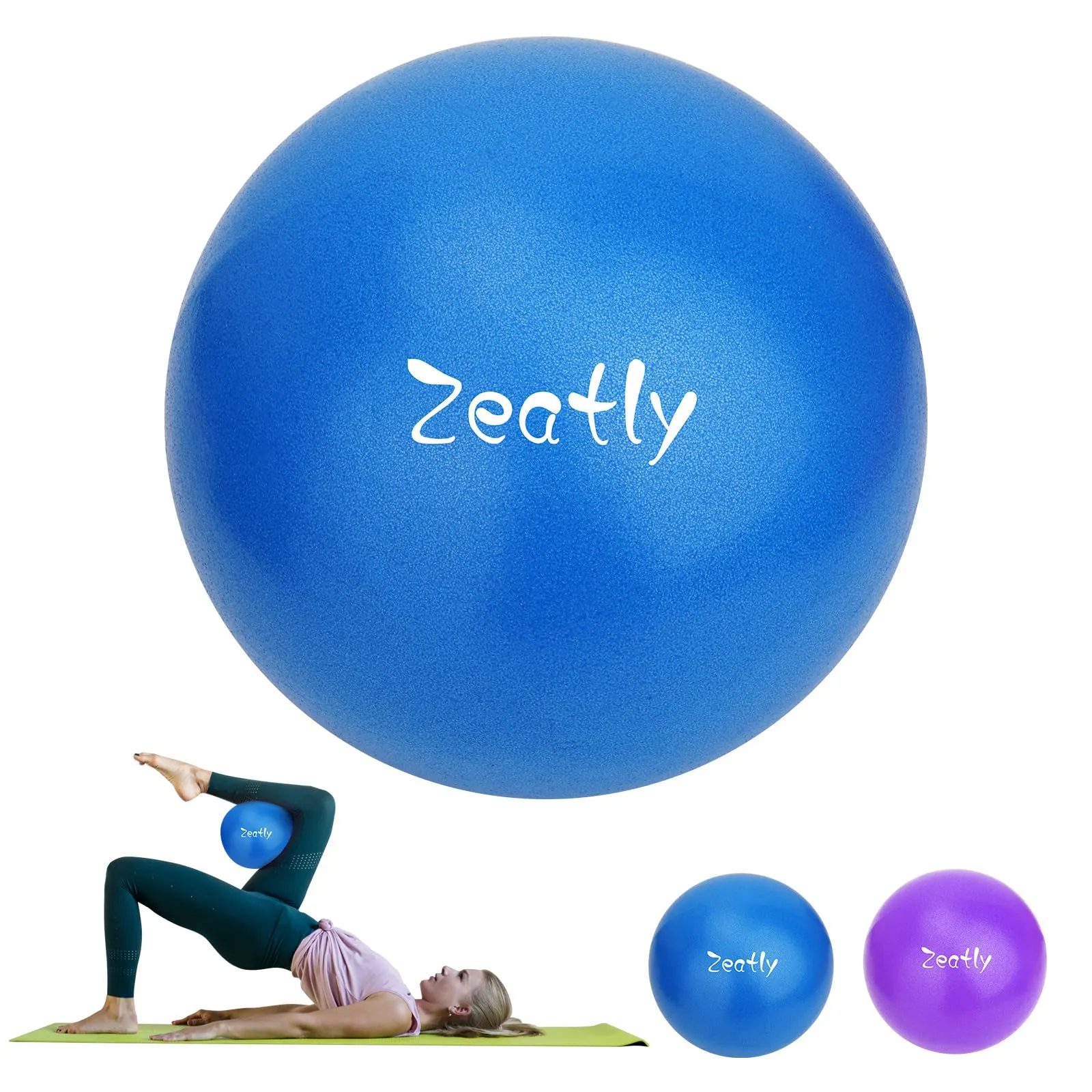 9 Inch Mini Exercise Ball for Pilates, Yoga, and Core Training, Small Exercise Ball with Pump, Guide for Physical Therapy, Balance, Stability, and Stretching, Ideal for Home land Office Fitness blue