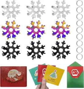 9 Packs Snowflake Multi Tool,Snowflake Wrench/Bottle Opener/Screwdriver Kit, 18 in 1 Snowflake Multitool,Stainless Steel Portable Star Tool for Christmas Great Gifts