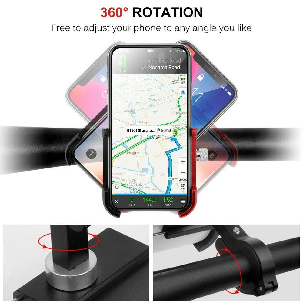 Aluminium Alloy Bicycle Mobile Phone Holder 360¡ã Rotation Adjustable Motorcycle Phone Mount for Mountain Bike Road Bicycle
