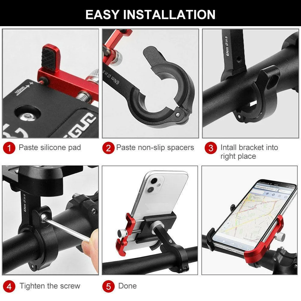Aluminium Alloy Bicycle Mobile Phone Holder 360¡ã Rotation Adjustable Motorcycle Phone Mount for Mountain Bike Road Bicycle