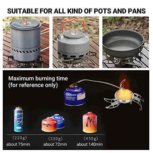 Bulin Camping Stove Backpacking Stove Portable Gas Stove with Piezo Ignition. 3800W Foldable Lightweight Cookware Outdoor Stove with Fuel Canister Adapter, Burner Kit for Camping Hiking Cooking