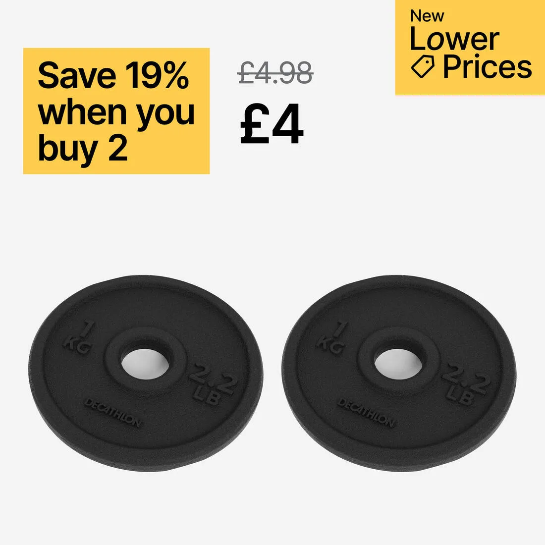 Cast Iron Weight Training Disc Weight 1 kg 28 mm