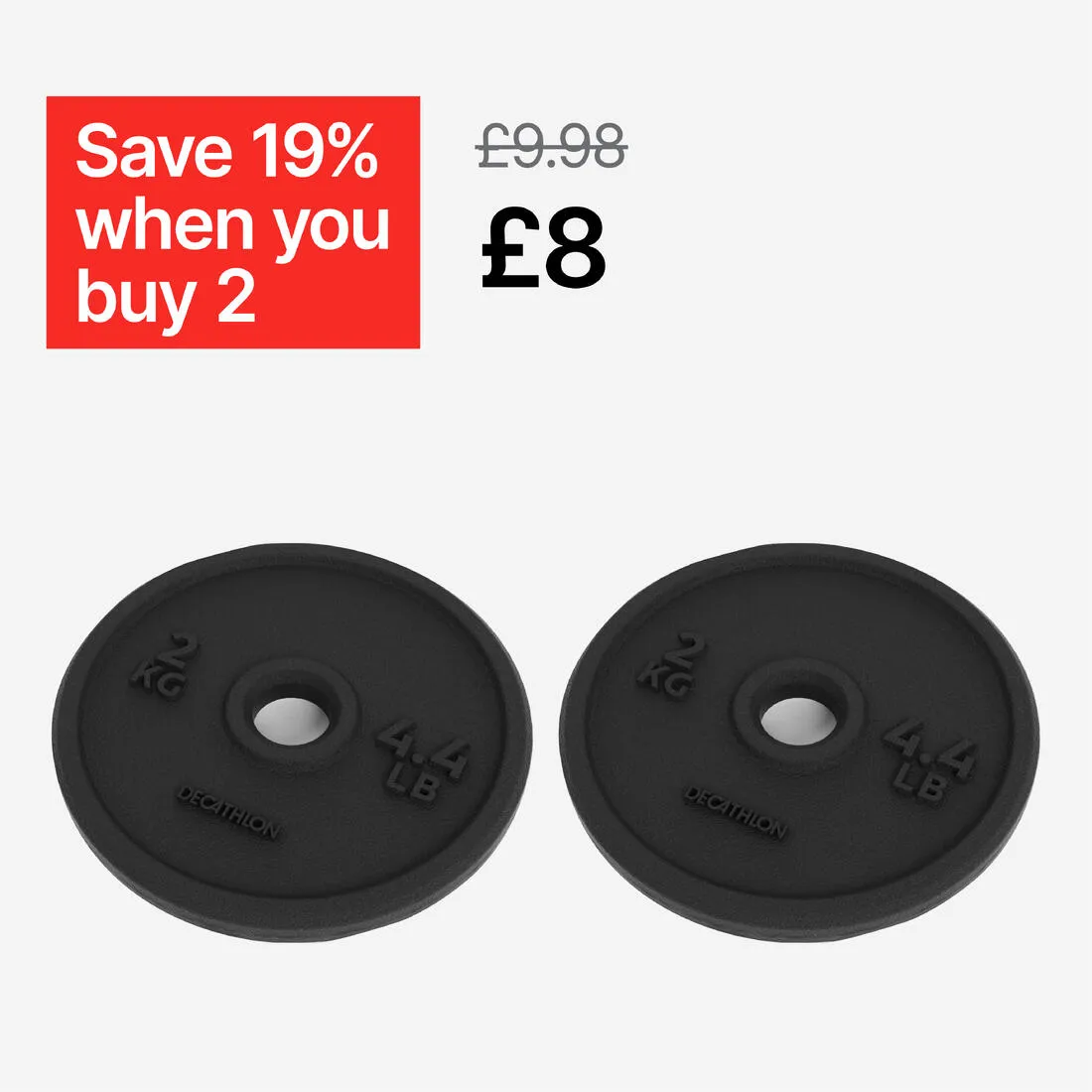 Cast Iron Weight Training Disc Weight 2 kg 28 mm