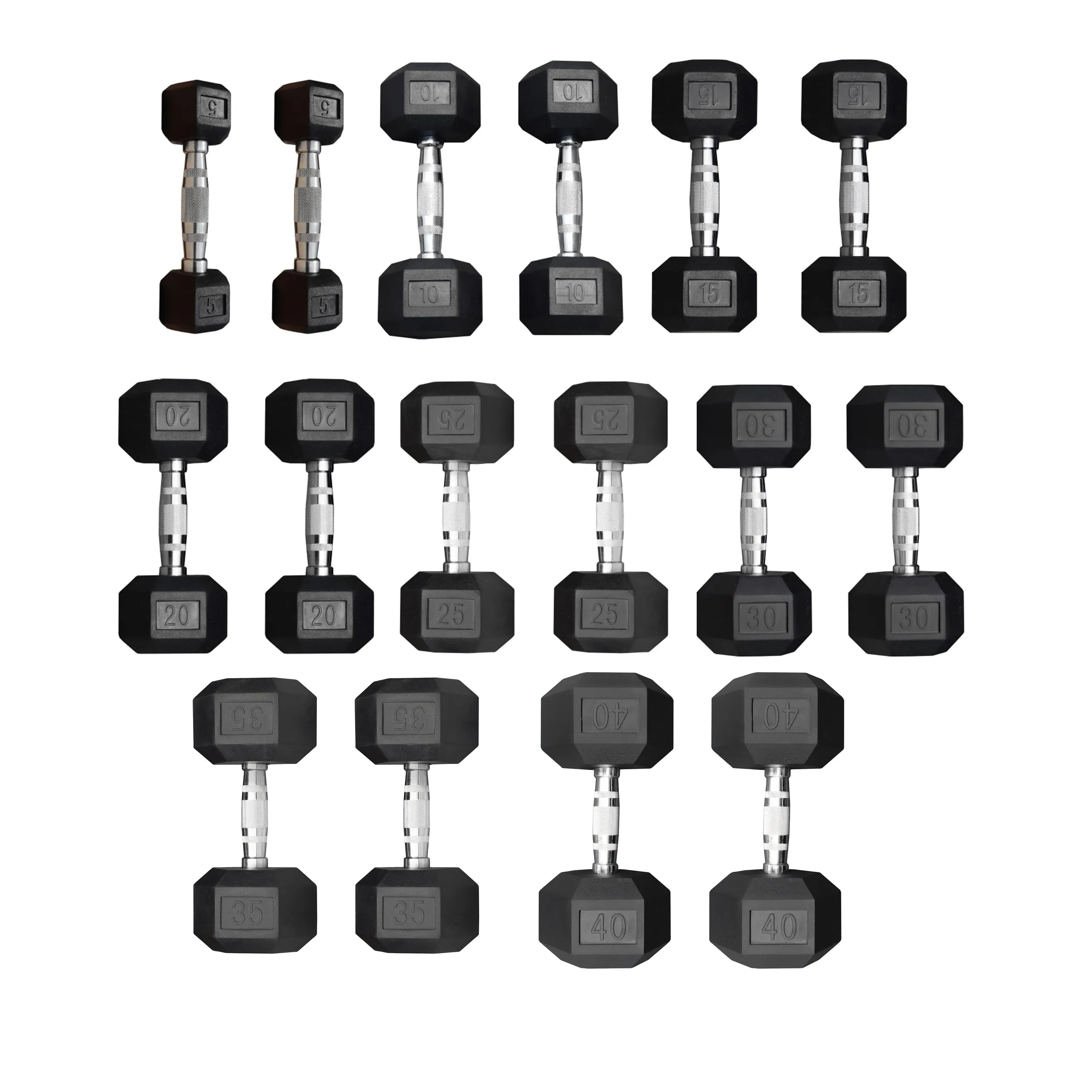 Deltech Fitness 5-40 lb Rubber Dumbbell Set RDB5-40