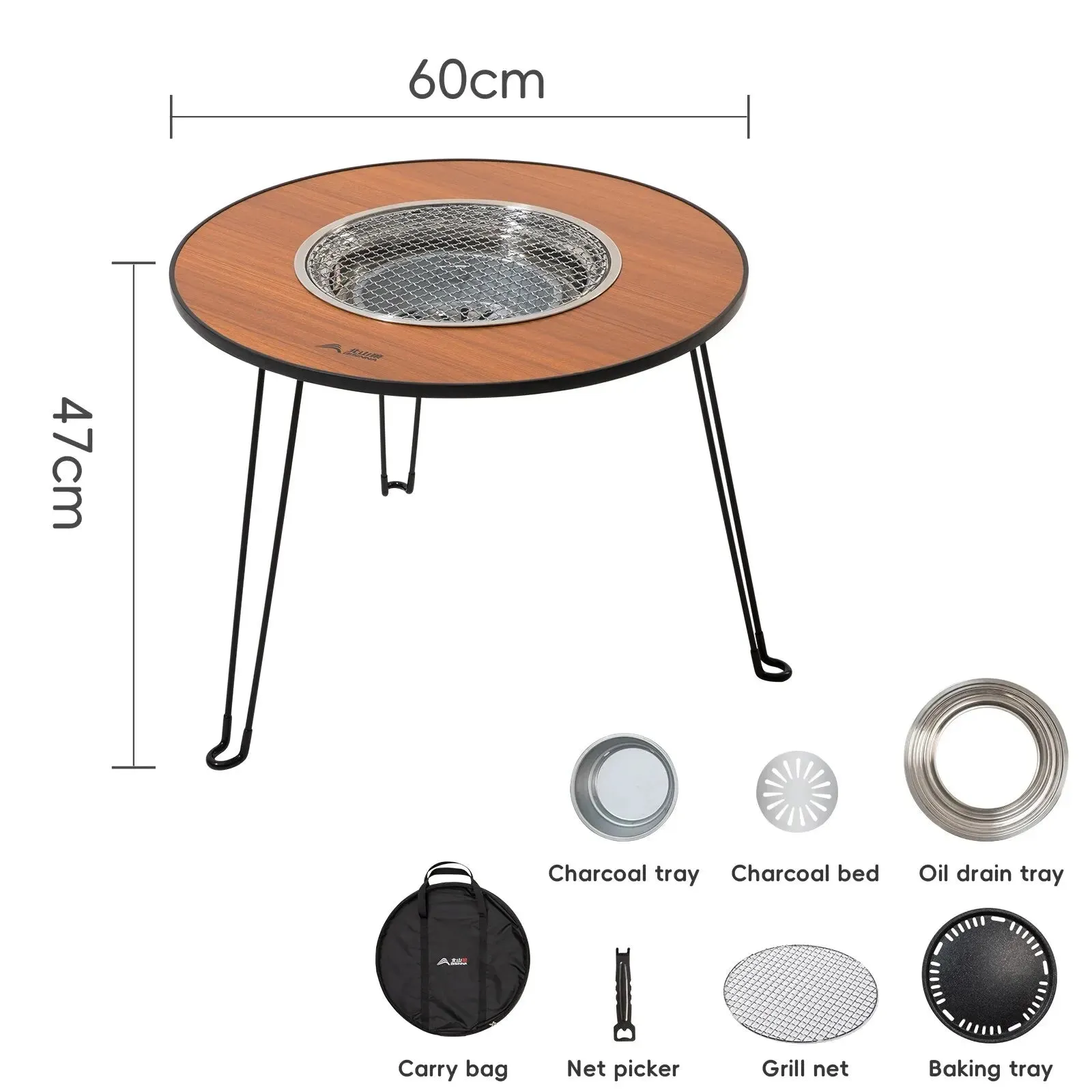 Folding Barbecue Round Table Stove Portable