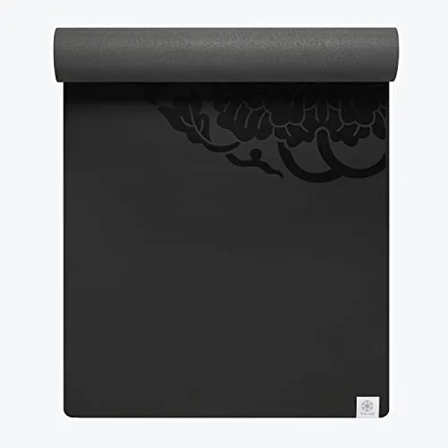Gaiam Exercise & Fitness Mat - Premium Dry-Grip Thick Non Slip for Hot Yoga, Pilates & Floor Workouts (68"L x 24"W x 5mm) - Black