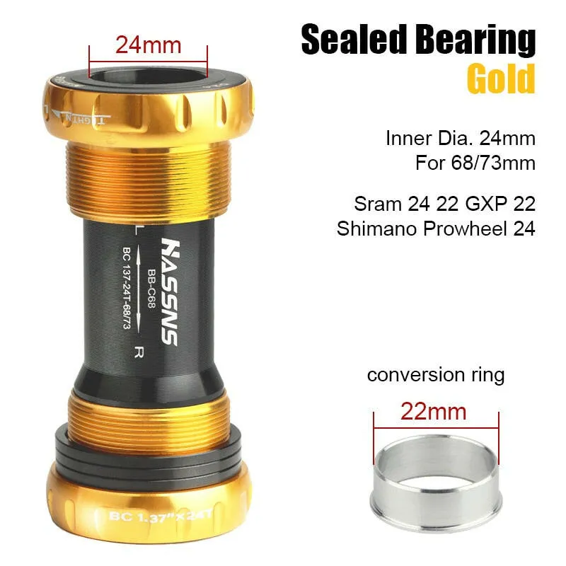 HASSNS Central Movement Bicycle Bottom Bracket Mtb Hollowtech Central Movement Mountain Bike Ceramics BB For Integrated Crankset