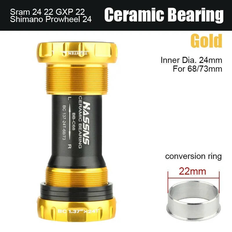 HASSNS Central Movement Bicycle Bottom Bracket Mtb Hollowtech Central Movement Mountain Bike Ceramics BB For Integrated Crankset