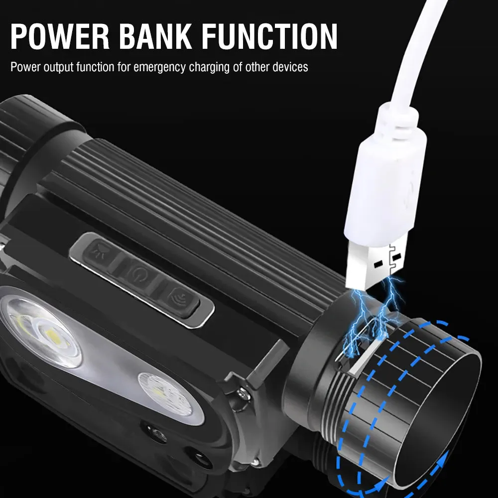 Headlamp USB Powerful LED Rechargeable 3 Modes Induction Headlight By 18650 Battery XHP50 Flashlight for Night Outdoors Camping