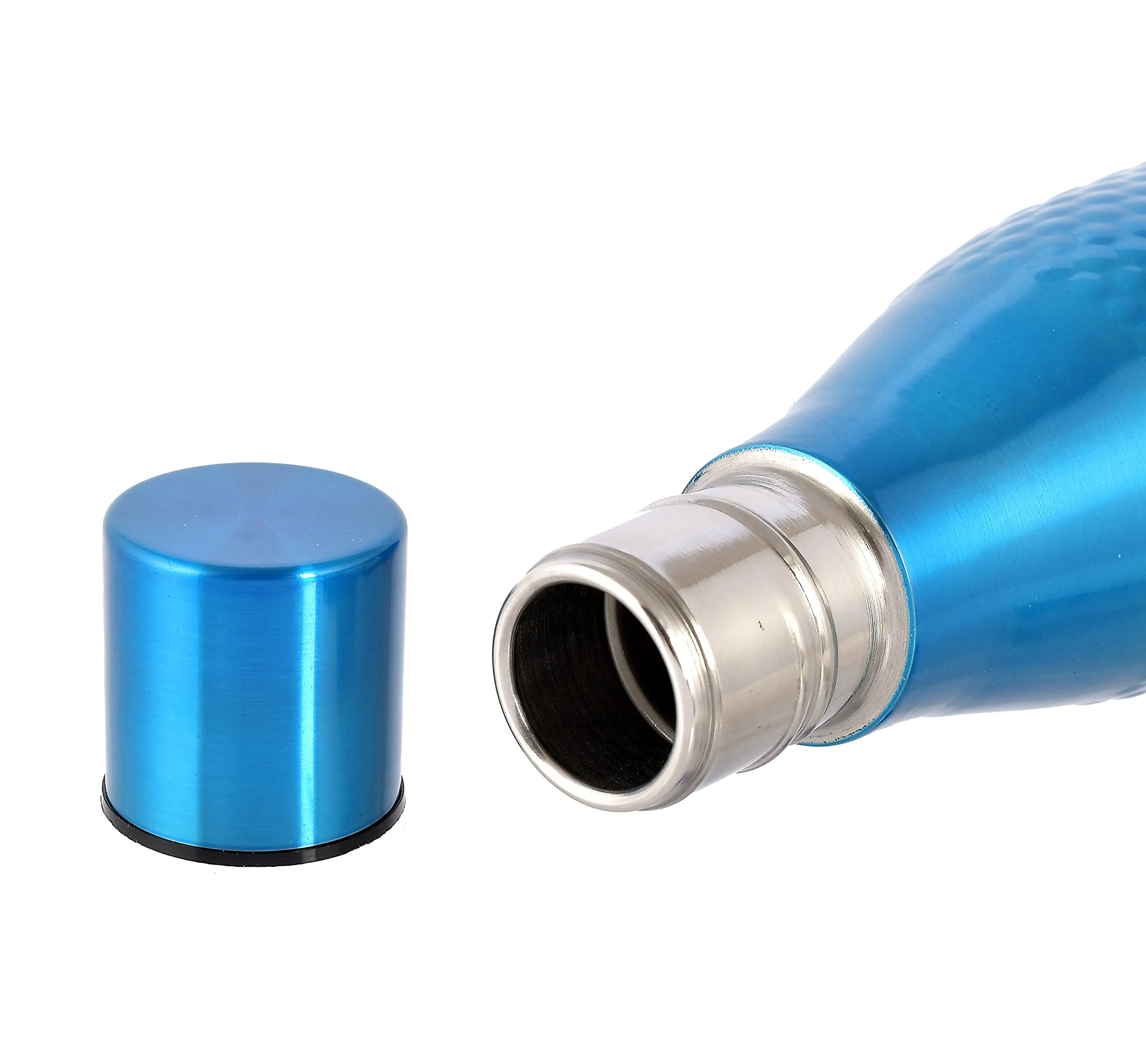 Heart Home Hammered Design Stainless Steel Water Bottle, 1000 ML (Blue)-HS42KUBMART25185