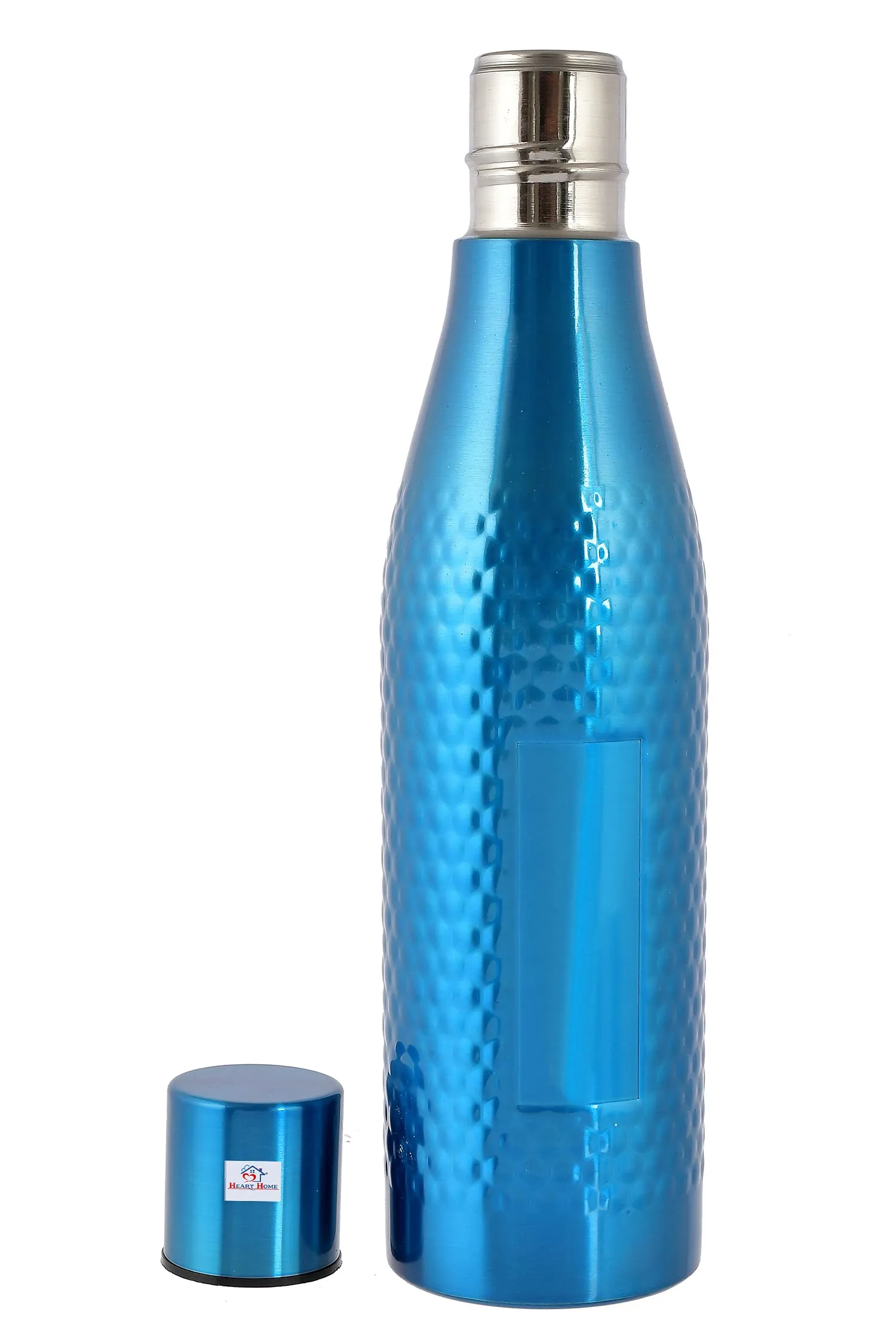 Heart Home Hammered Design Stainless Steel Water Bottle, 1000 ML (Blue)-HS42KUBMART25185