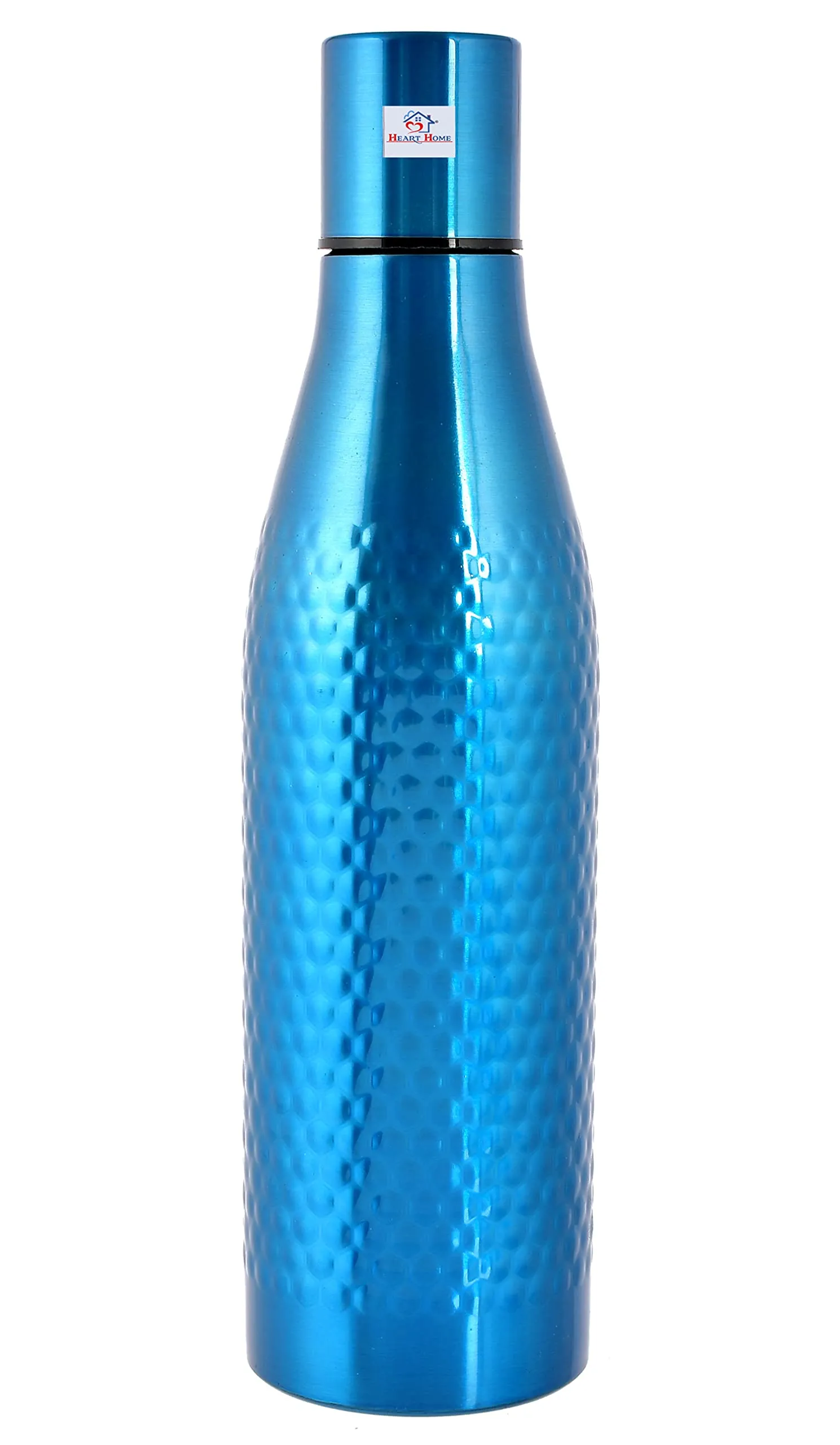 Heart Home Hammered Design Stainless Steel Water Bottle, 1000 ML (Blue)-HS42KUBMART25185