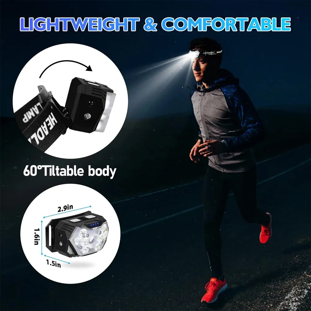 Led Strong Light Headlamp USB Rechageable Motion Sensor Headlight Portable Fishing Camping Outdoor Head Lamp Work Flashlight