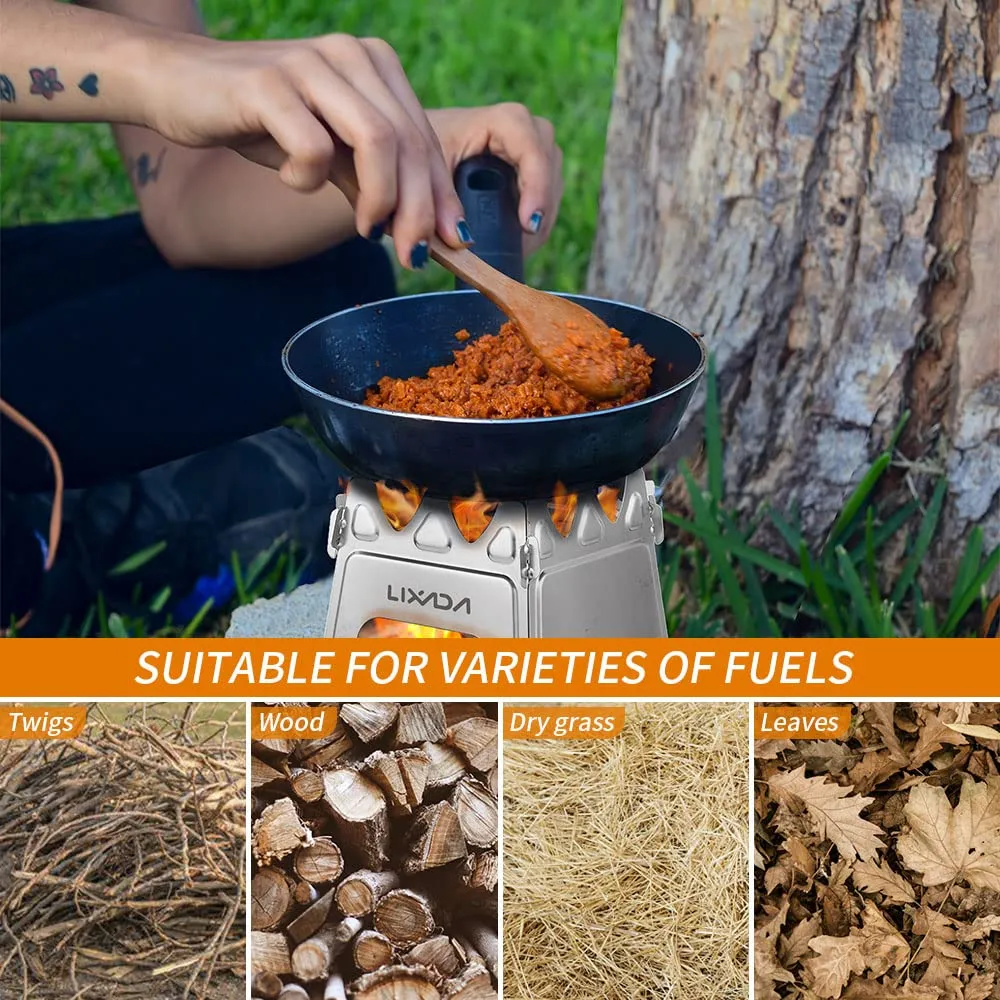 Lixada Camping Stove Wood Burning Stoves Portable Backpacking Stove Stainless Steel Alcohol Stove for Outdoor Camping Hiking Backpacking Picnic BBQ