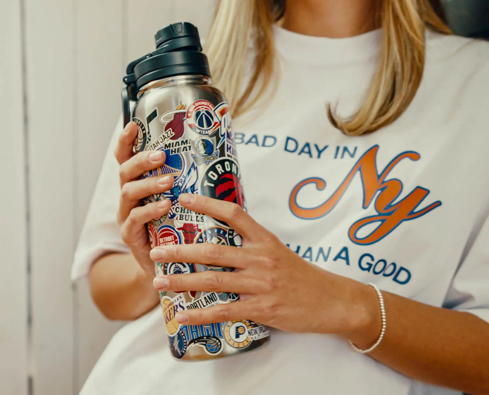 NBA 32oz All Team Sticker Print Bottle with Straw Lid