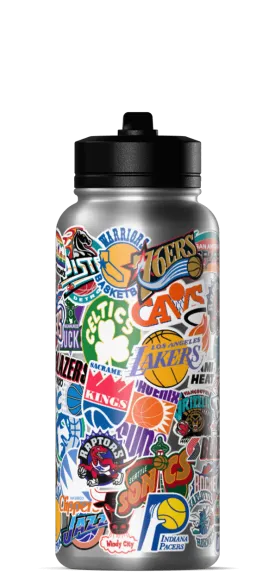 NBA 32oz All Team Sticker Print Bottle with Straw Lid