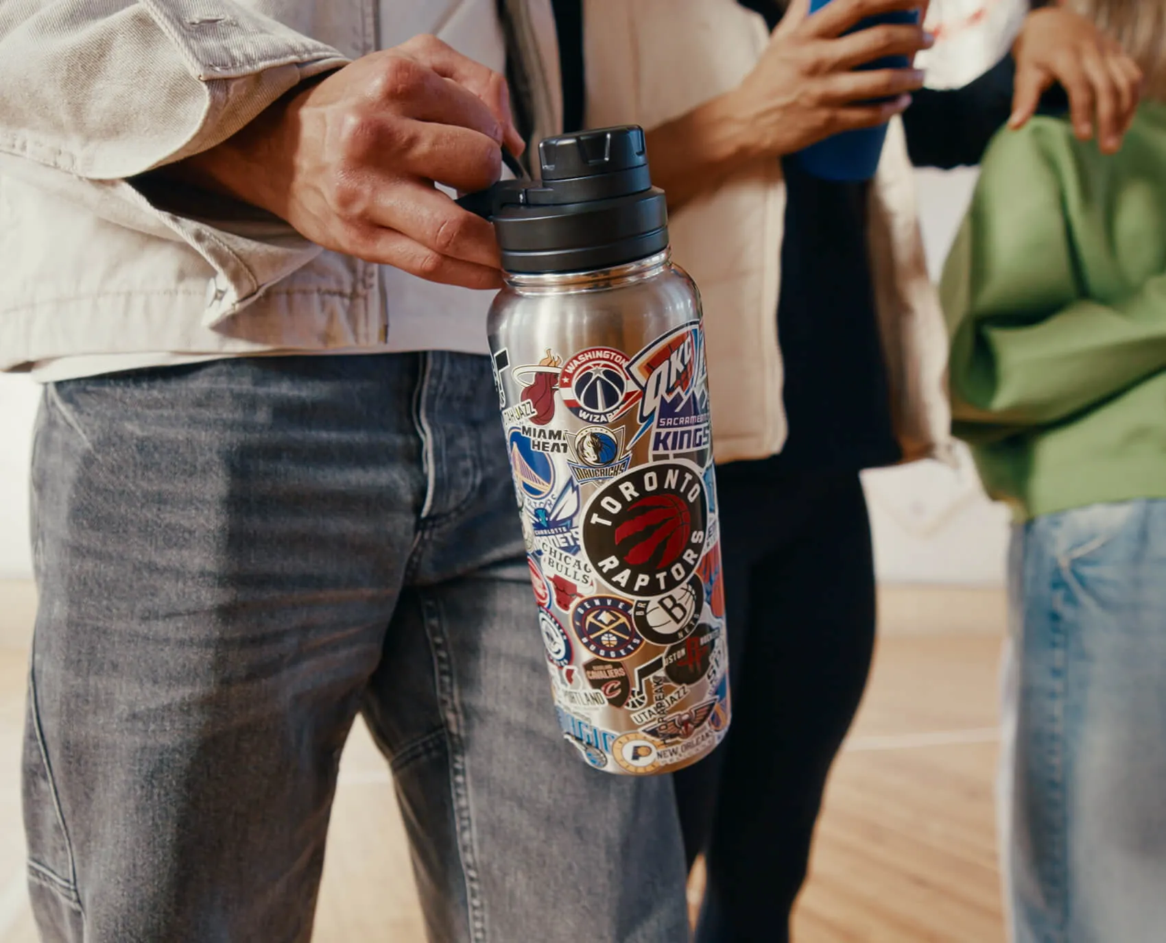 NBA 32oz All Team Sticker Print Bottle with Straw Lid