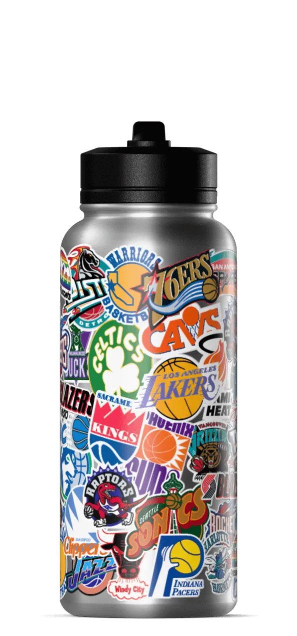 NBA 32oz All Team Sticker Print Bottle with Straw Lid