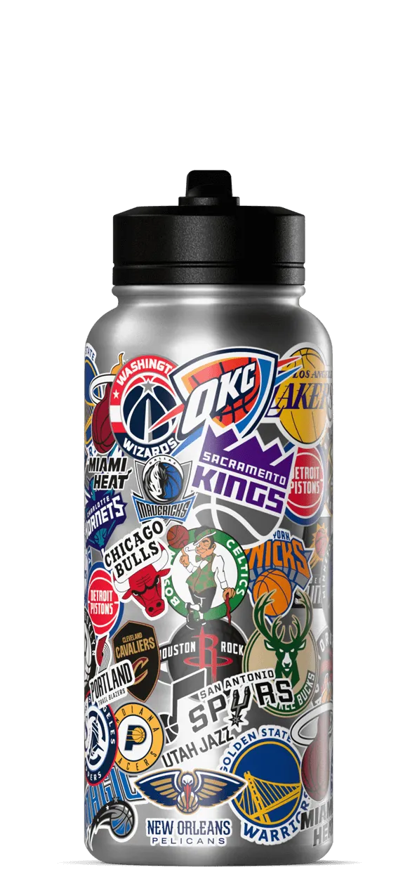 NBA 32oz All Team Sticker Print Bottle with Straw Lid