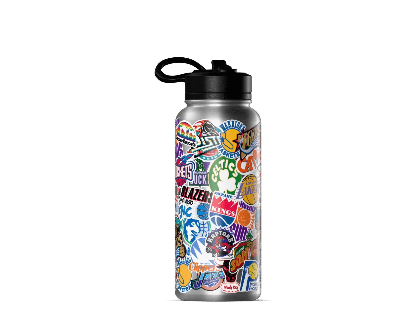 NBA 32oz All Team Sticker Print Bottle with Straw Lid