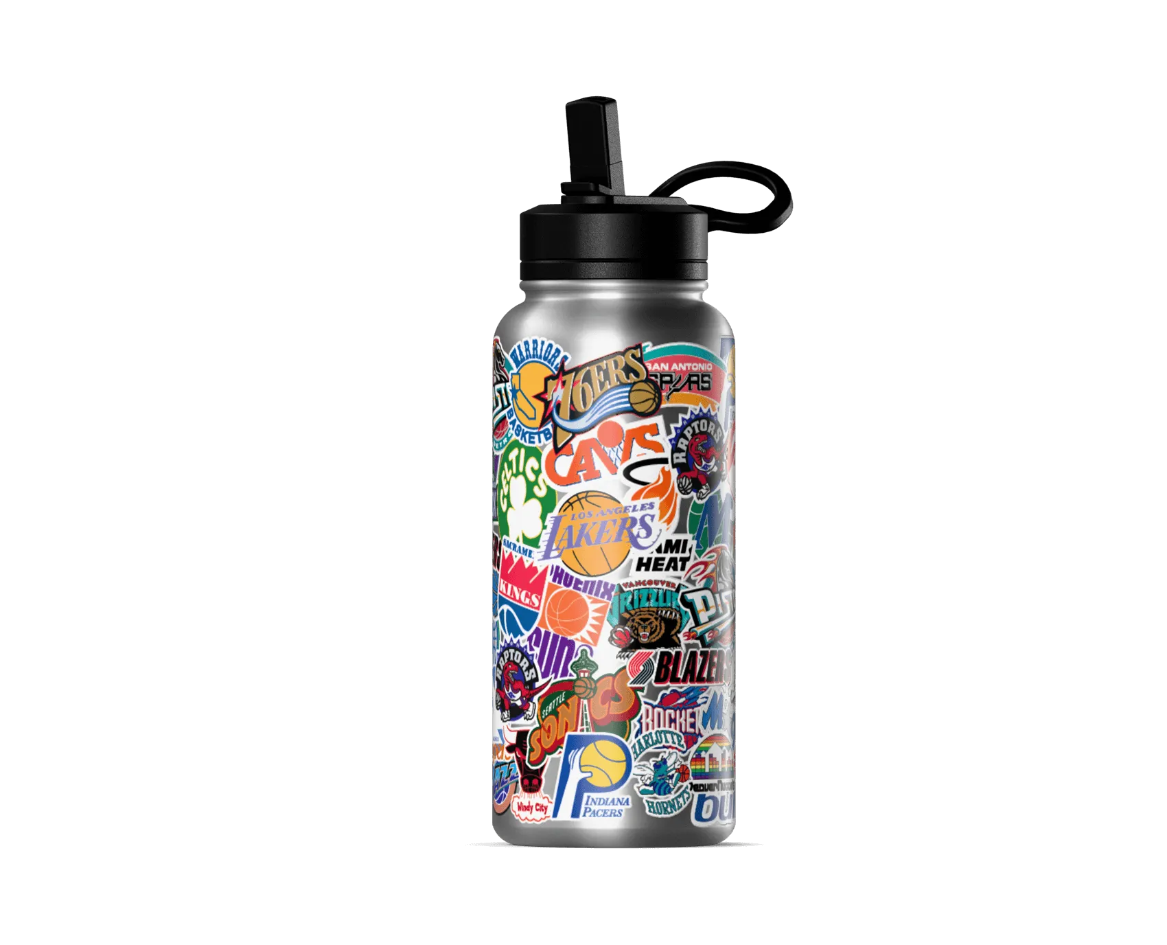 NBA 32oz All Team Sticker Print Bottle with Straw Lid