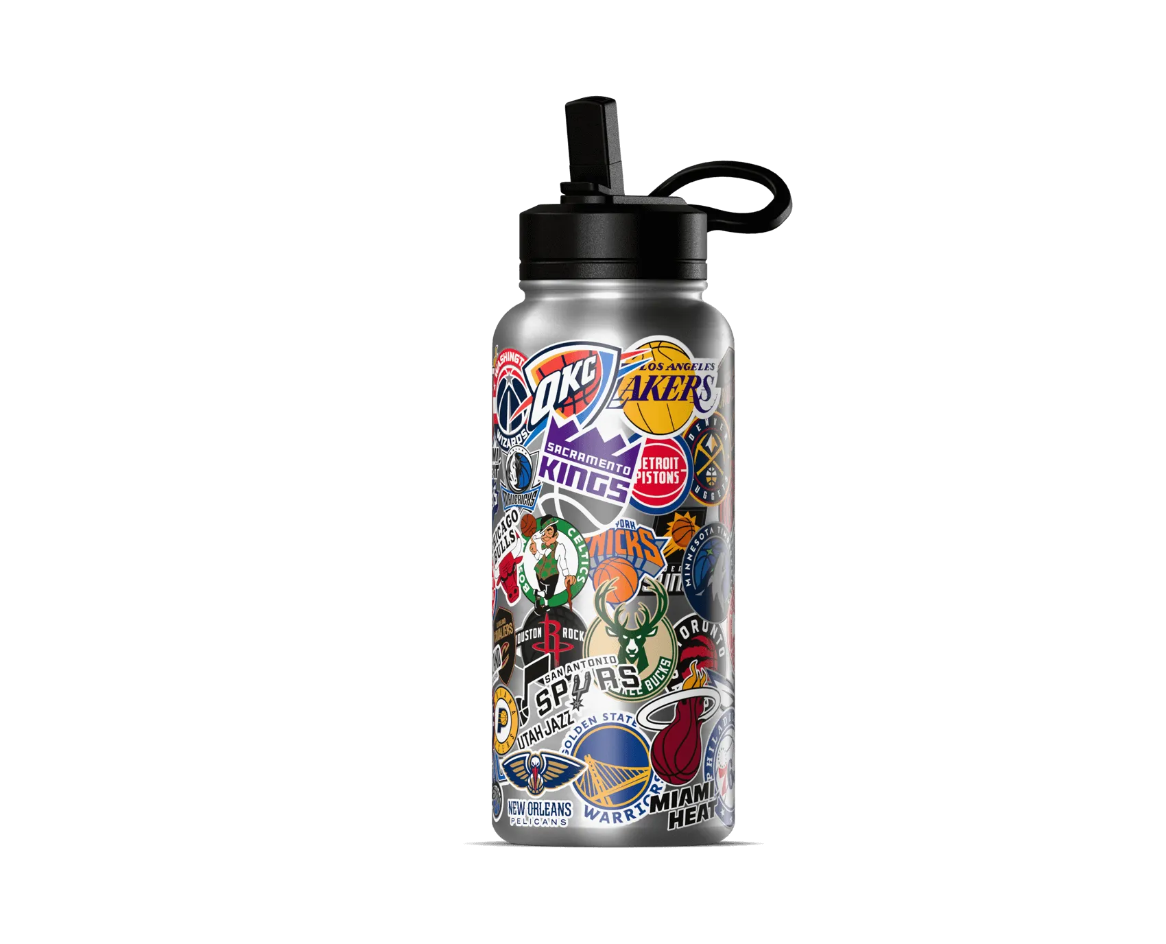 NBA 32oz All Team Sticker Print Bottle with Straw Lid