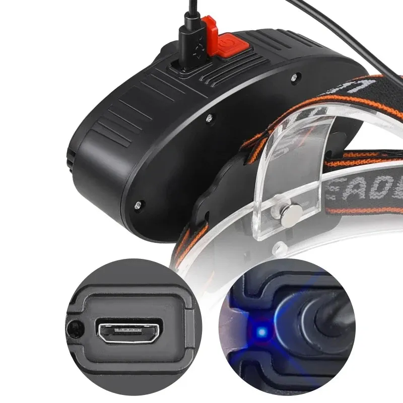 New Portable 4 Modes LED Headlamp 500 Lumen USB Rechargeable Head Lantern Outdoor Waterproof Camping Fishing Emergency Headlight