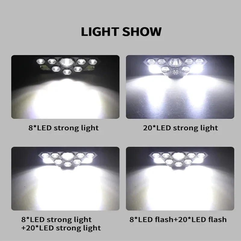 New Portable 4 Modes LED Headlamp 500 Lumen USB Rechargeable Head Lantern Outdoor Waterproof Camping Fishing Emergency Headlight