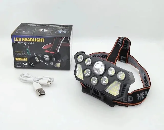 New Portable 4 Modes LED Headlamp 500 Lumen USB Rechargeable Head Lantern Outdoor Waterproof Camping Fishing Emergency Headlight