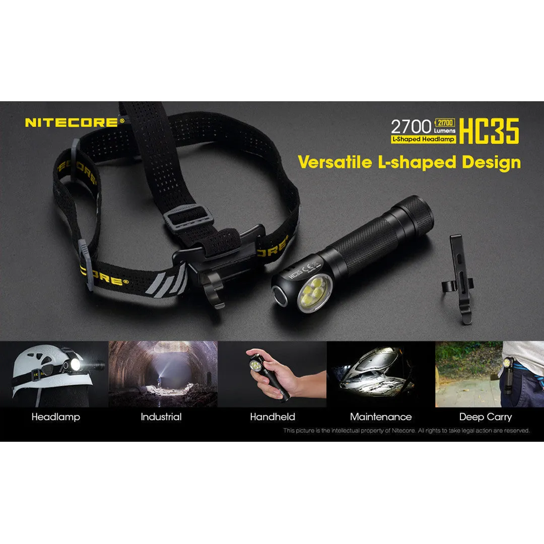Nitecore HC35 Convertible L-Shape Headlamp/Flashlight (2700 Lumens | USB Rechargeable)
