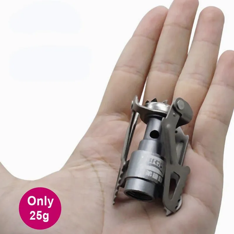 Portable Outdoor Gas Stove - Mini Titanium Camping Burner, Survival Furnace, Pocket Picnic Gas Cooker