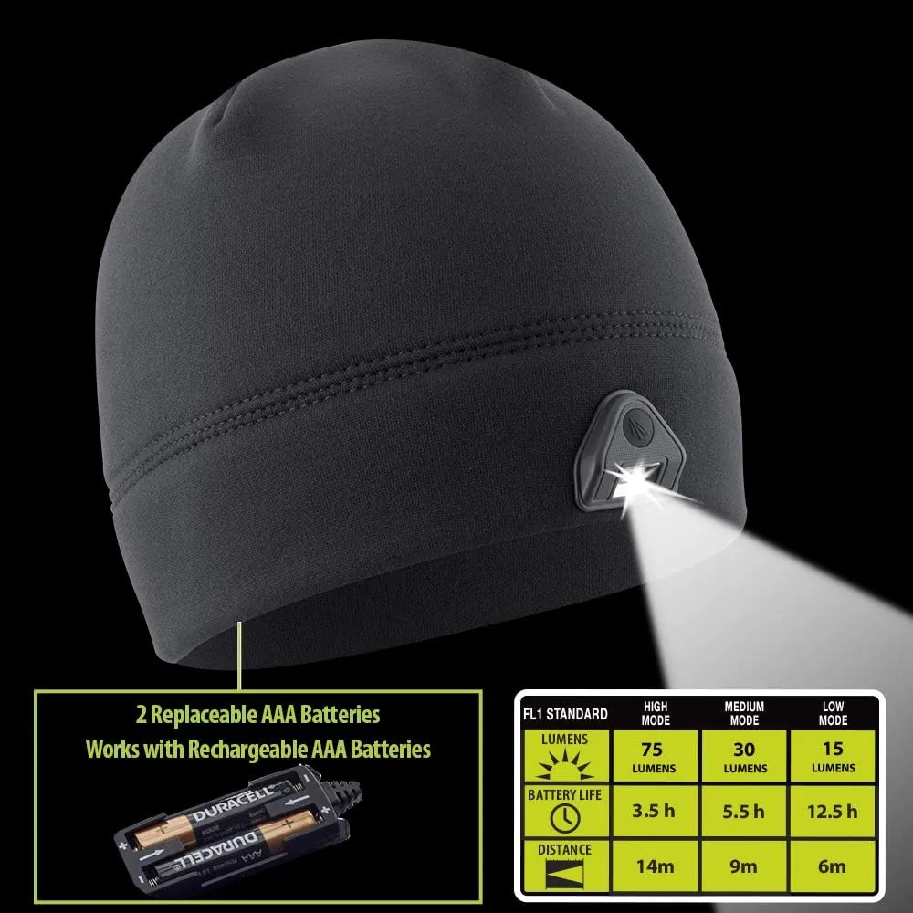 POWERCAP LED Beanie Cap 35/55 Ultra-Bright Hands Free LED Lighted Battery Powered Headlamp Hat (Black)