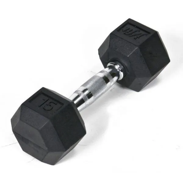 Rubber Hex Dumbbell - 15 lb