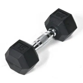 Rubber Hex Dumbbell - 15 lb