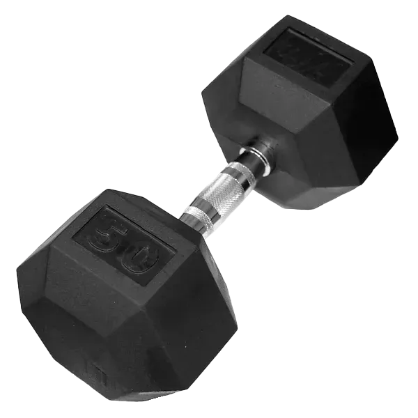 Rubber Hex Dumbbell - 50 lb
