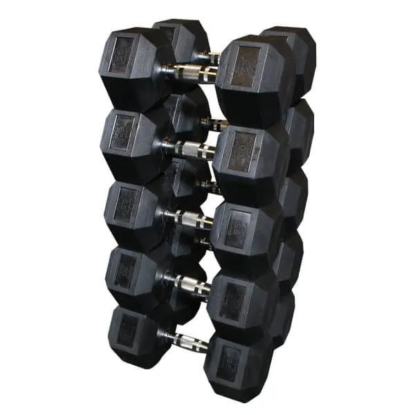 Rubber Hex Dumbbell Sets 5-50, 55-75, 80-100, 105-120 LBS SDRS