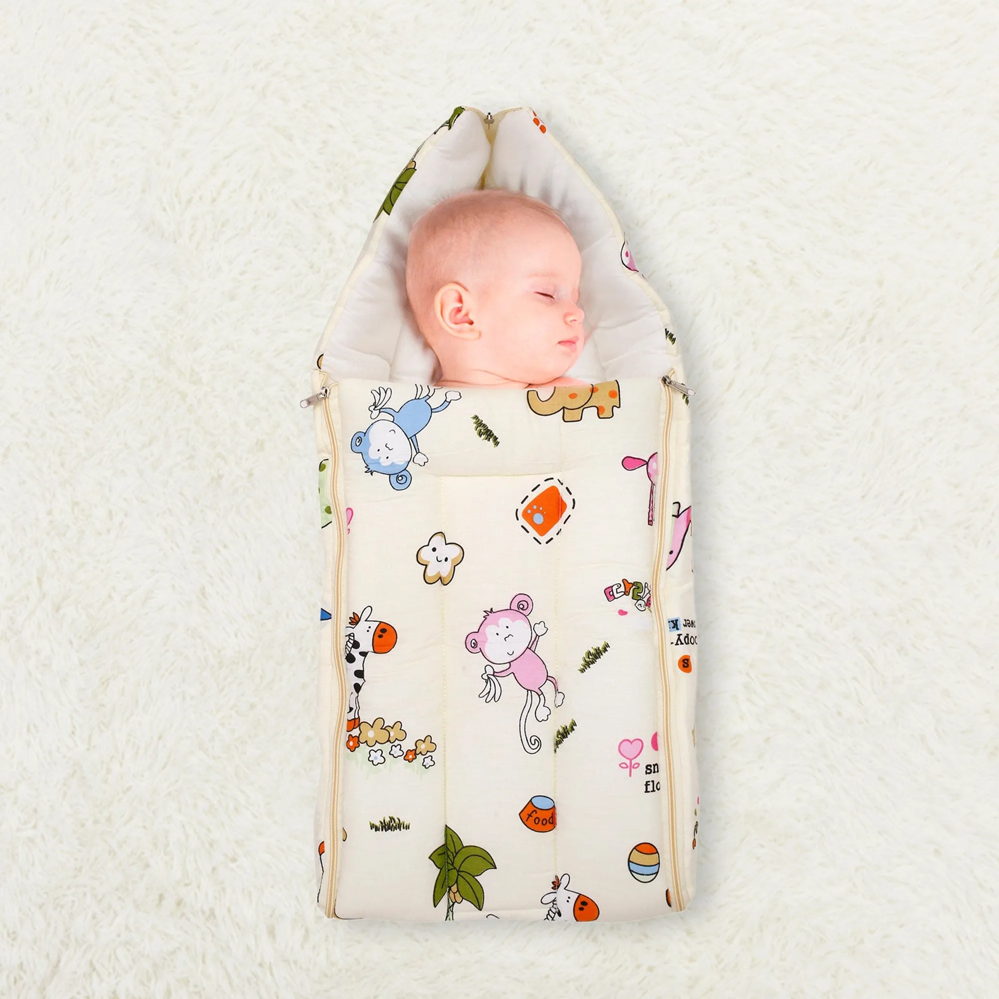 Sleeping Bag I Love Animals Cream