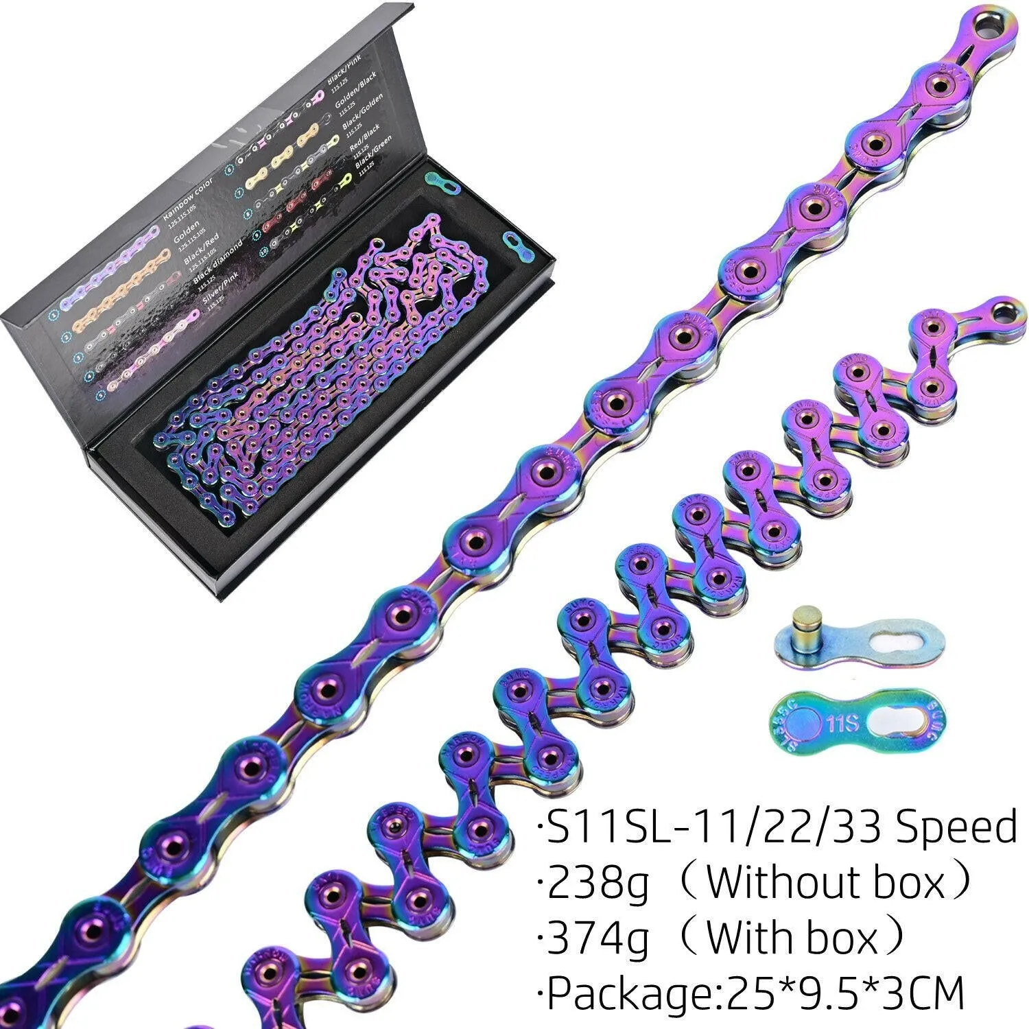 SUMC Bicycle Chain  SX11SL 116L 11/22/33 Speed Bicycle Chain with MissingLink for Mountain/Rod Bike Bicycle Parts Original box