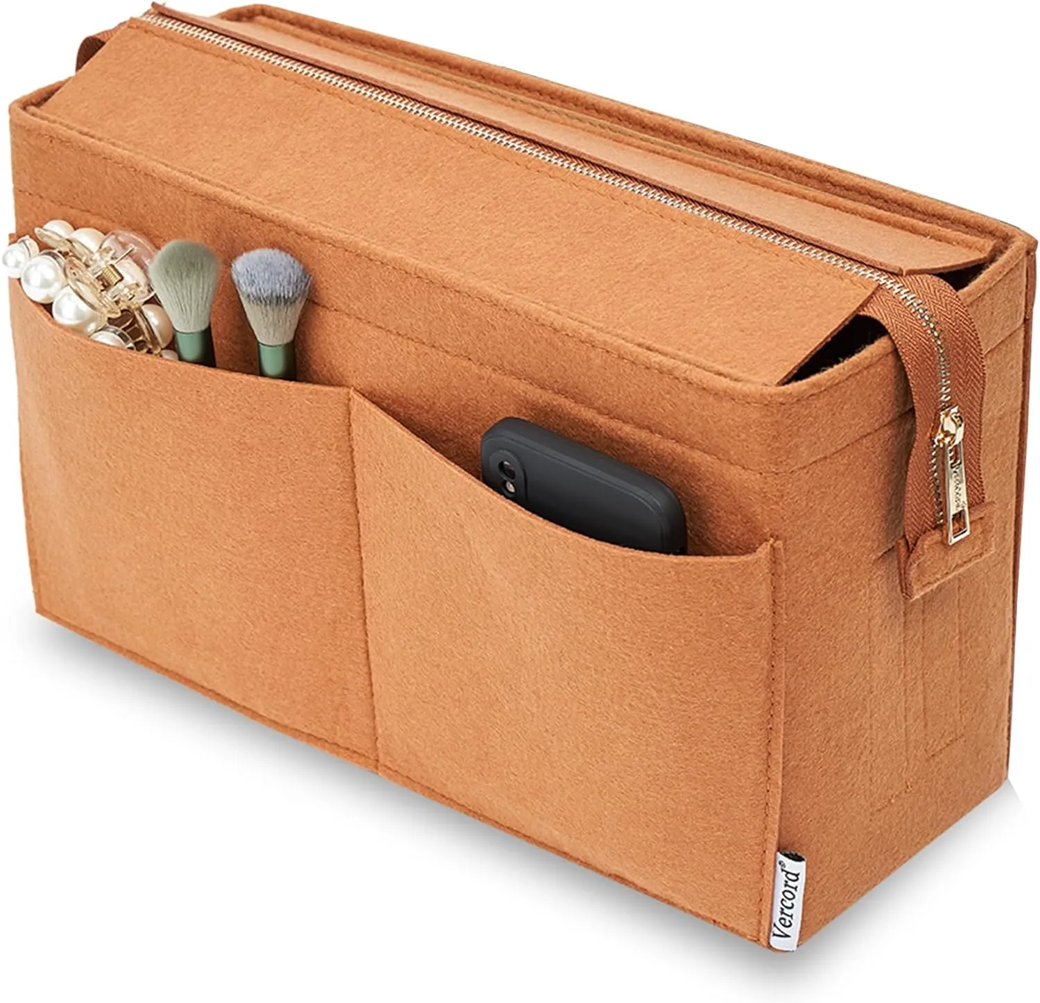 Vercord Felt Purse Organizer Insert Onthego 35 Handbag Tote Bag Organizer Bag in Bag with Removable Zipper