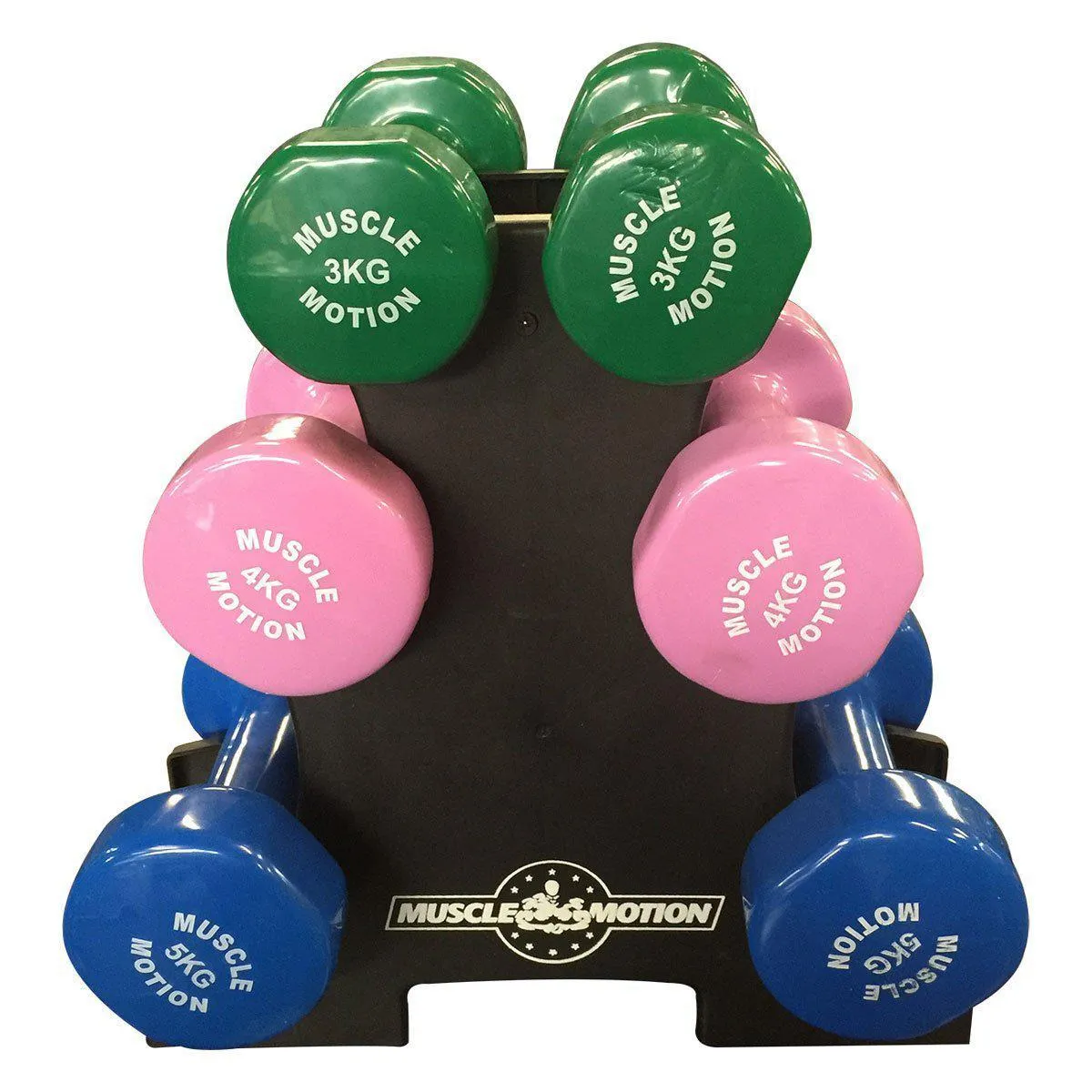 Vinyl Dumbbell Set 3kg, 4kg & 5kg with Rack (Package Price)