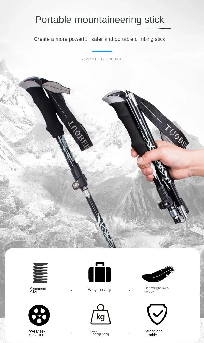 Walking stick Trekking poles telescopic baton Aluminum ski camp hiking poles crutches walking cane